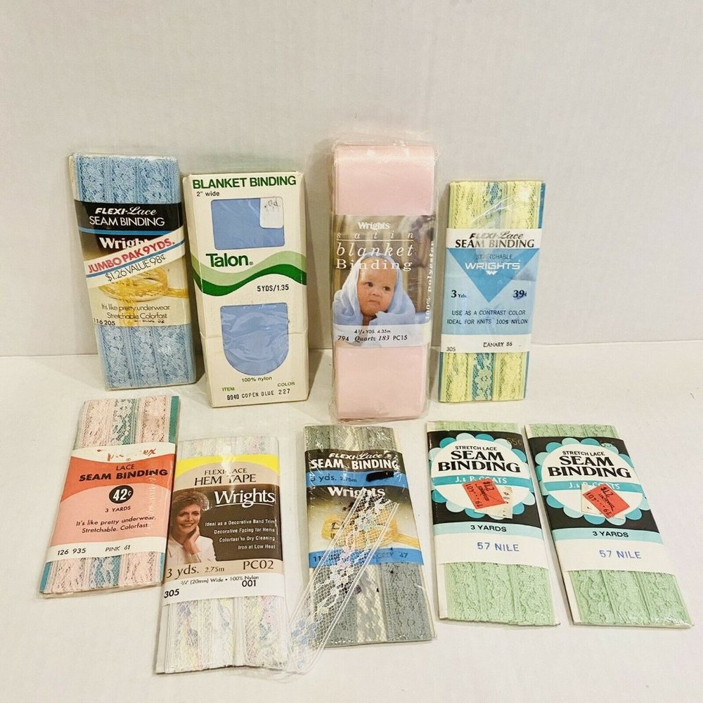 Lot of Mixed Vintage Trims Blanket Bindings Seam craft sewing materials